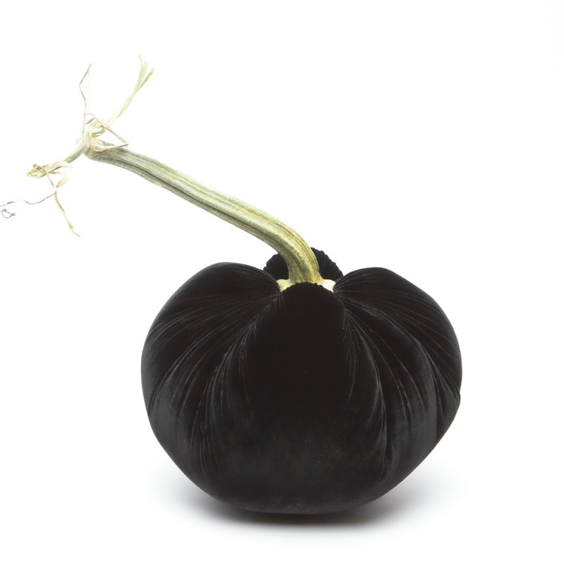 Ebony Silk Velvet Pumpkin, 13'' H X 11'' W X 11'' D