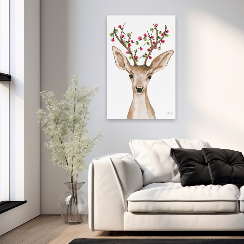 Lumière renne emmêlé - Art animalier, H 36 po x l 24 po
