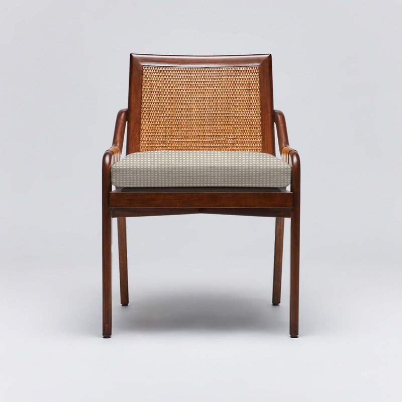 Delray Upholstered Arm Chair, Chestnut, Moss Tweed