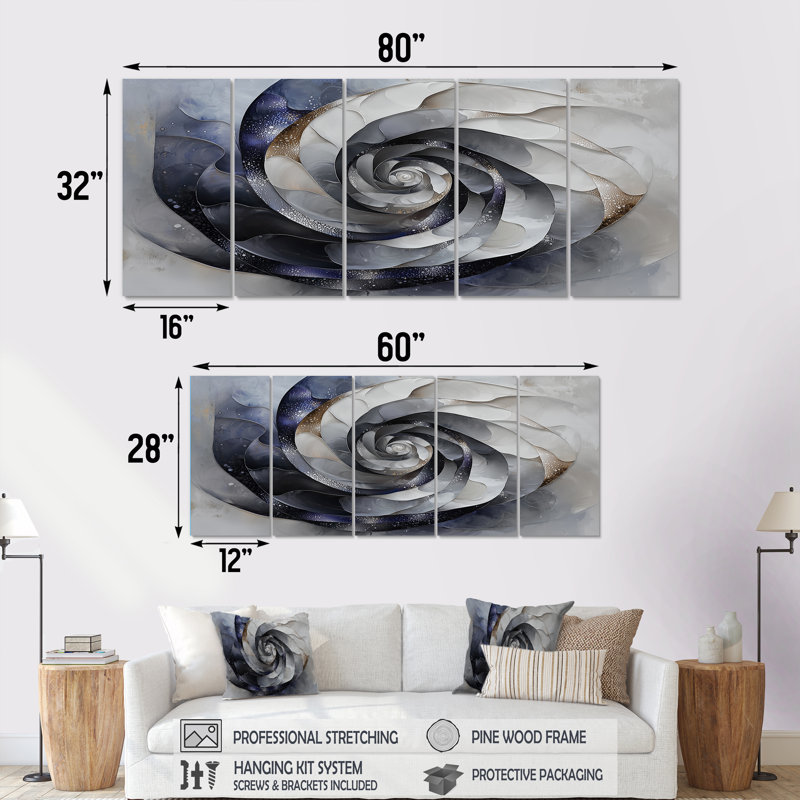 Cybera abstrait cosmique vortex III - spirales abstraites - art mural moderne, H 32 po x l 80 po