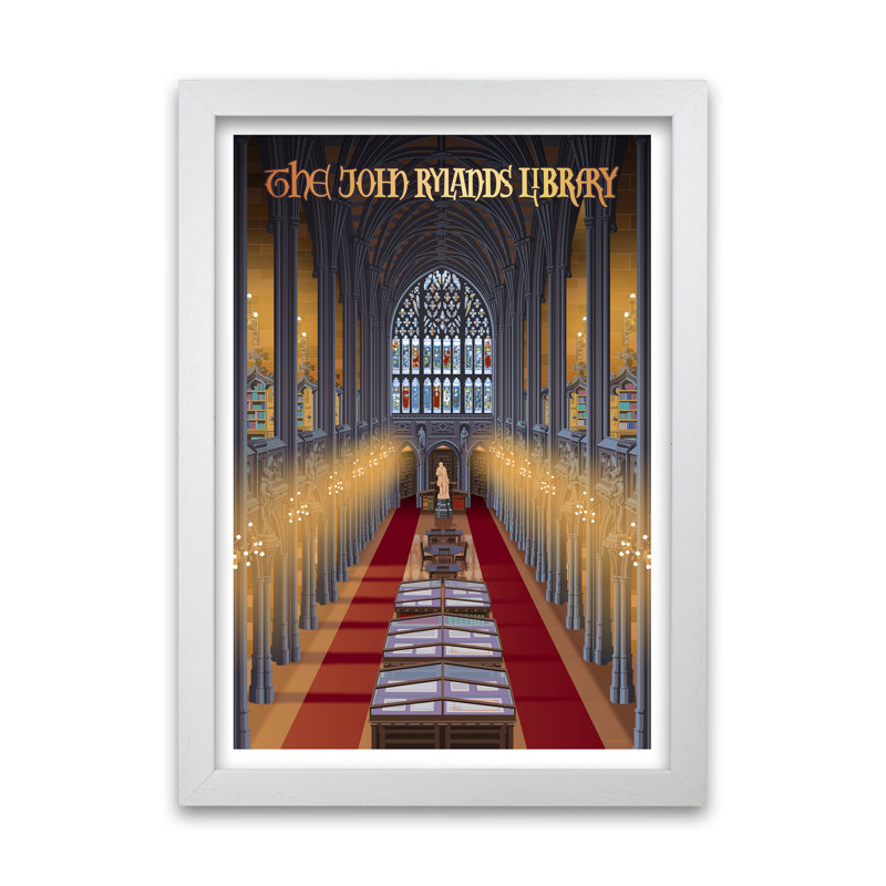 Manchester Rylands by Stephen Millership - Print, 84.1 cm H x 59.4 cm W x 5 cm D, White