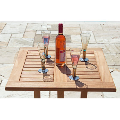 Erachidia Square Teak Outdoor Bistro Table With Umbrella Hole , 70cm cm W 70cm cm D