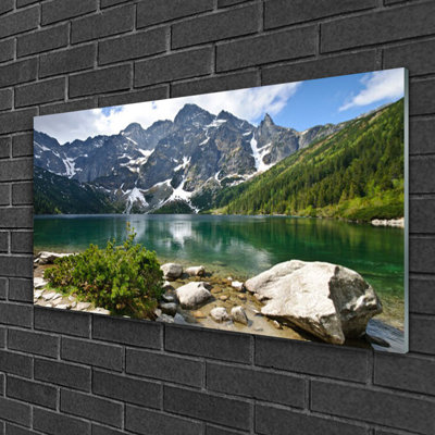 Lake Mountains 1 Piece Wall Art on Glass