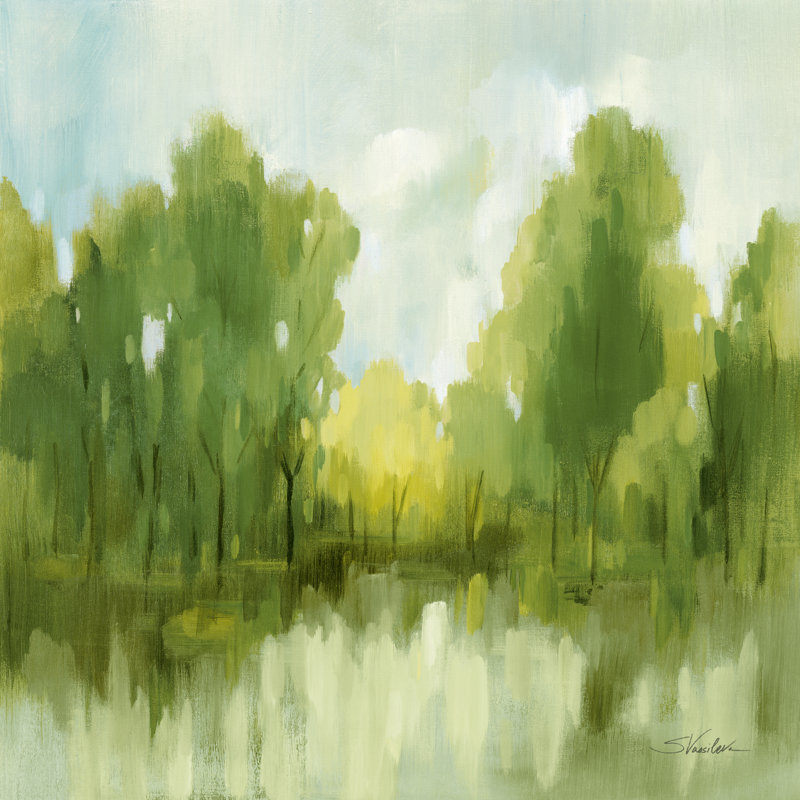«Spring Memories» par Silvia Vassileva - Peinture, H 12 po x l 12 po, Toile tendue