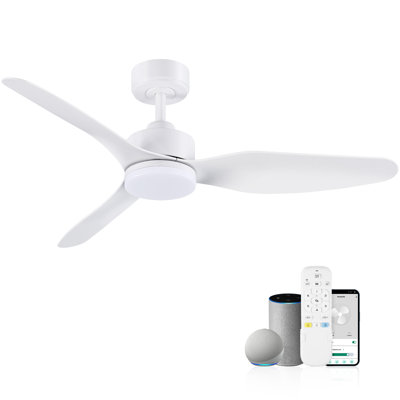 Ventilateurs de plafond intelligents à 3 pales de 46 po avec éclairage à DEL à distance, moteur à courant continu silencieux, à intensité variable, intérieur extérieur, contrôlé par WIFI Alexa App