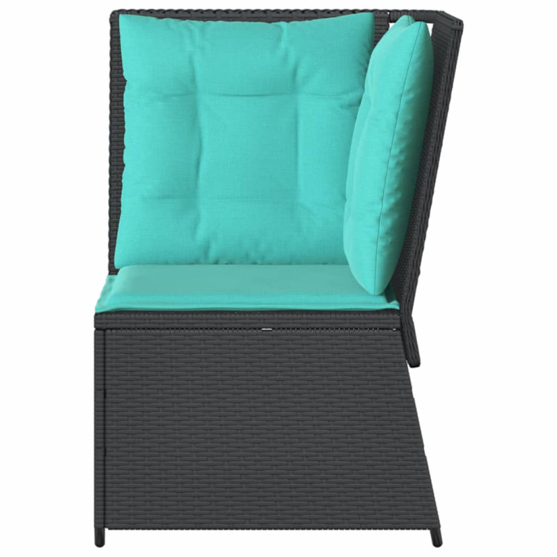 Canapé d'angle avec coussins Ebern Designs, Turquoise / noir