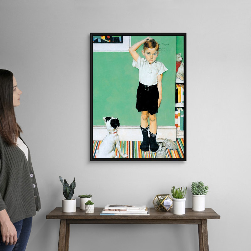 «He Going To Be Taller Than Dad», art mural sur toile, Cadre flottant noir, H 34 po x l 26 po x P 1,75 po