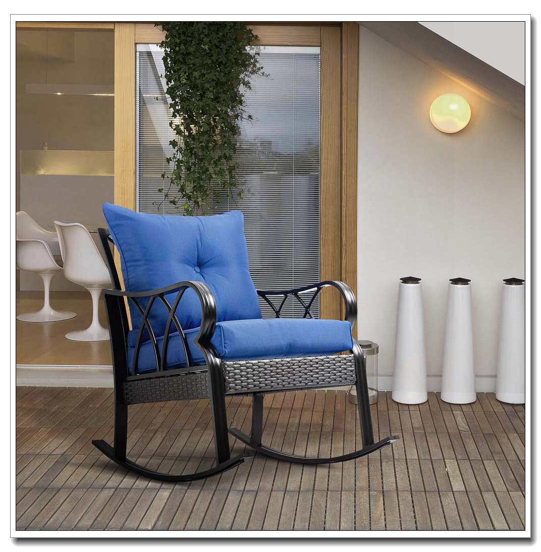 Ophelia & Co. Outdoor Wicker Rattan Rocking Chair | Wayfair