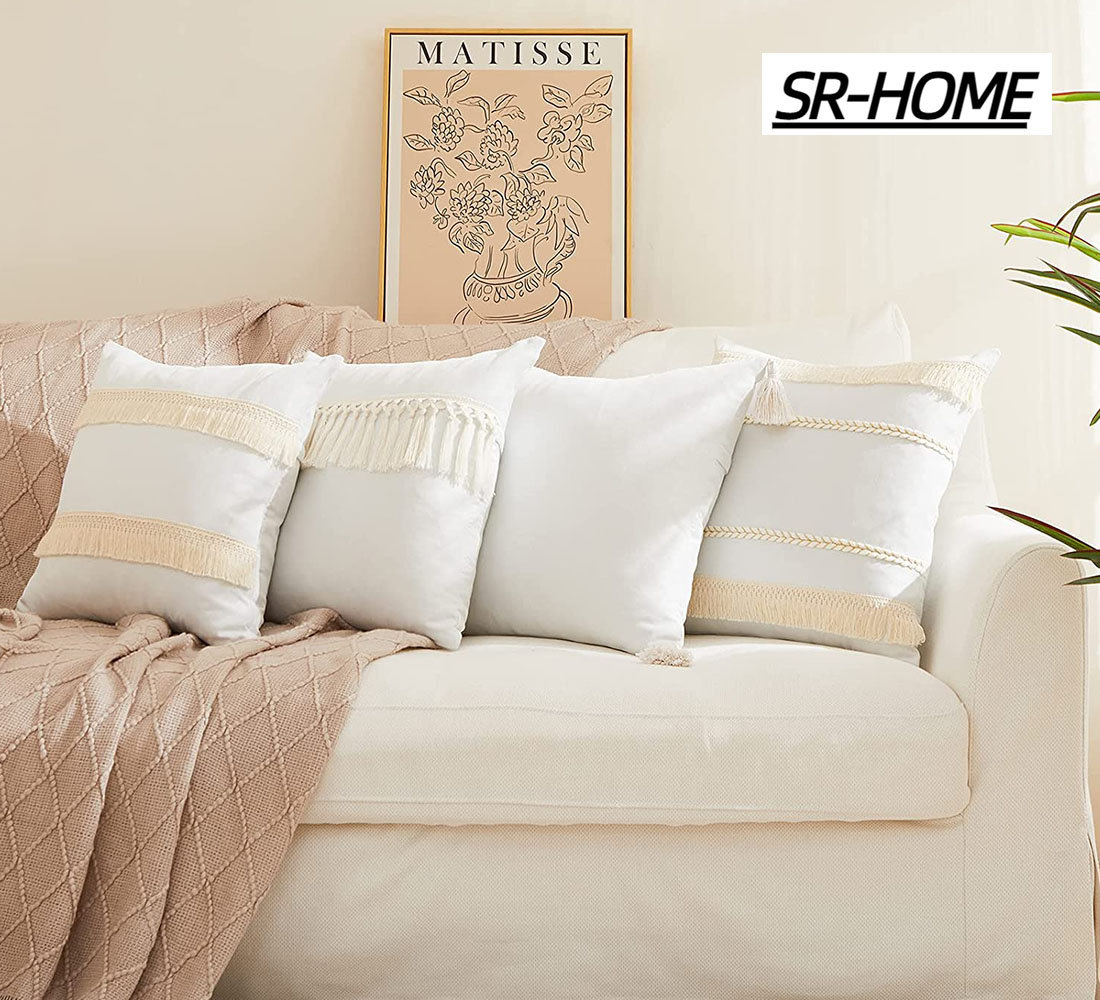 SR-HOME Fringe Velvet Pillow Cover