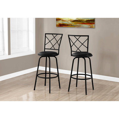 Ensemble de 2 sièges pivotants modernes, structure en métal noir, rembourrage en similicuir, repose-pieds solide, rembourrage uniforme