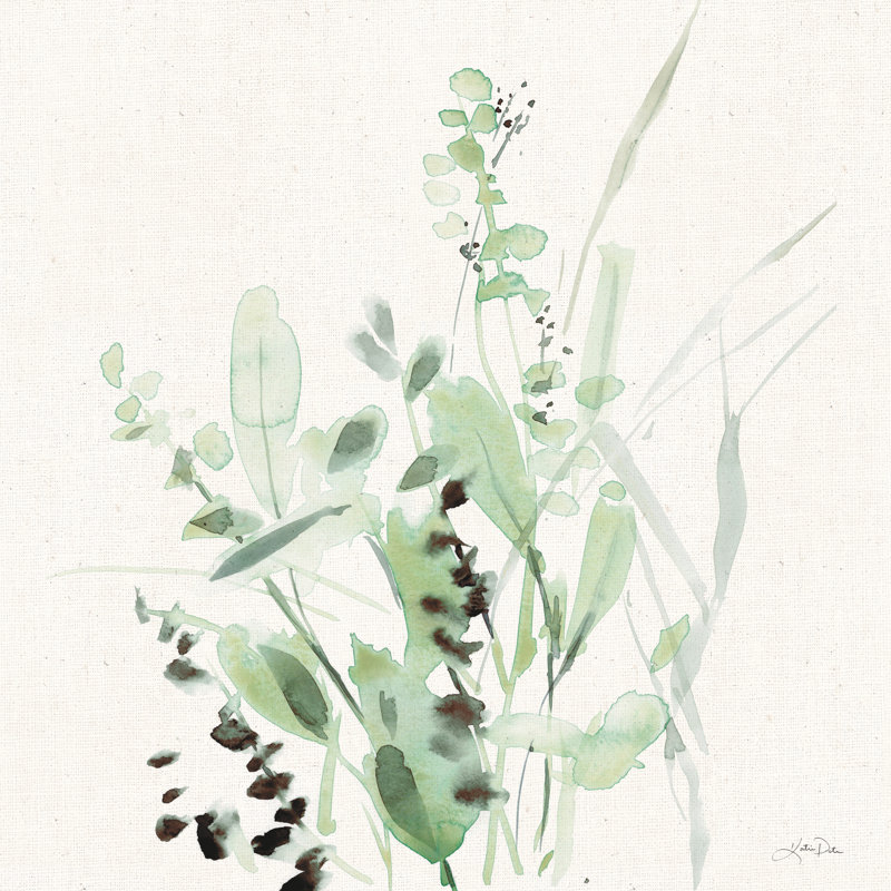 «Grasses II on Linen» par Katrina Pete - reproduction, H 36 po x l 36 po, Papier avec cadre blanc simple photo sans passe-pa