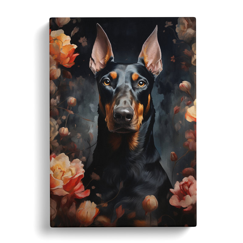 Doberman Romanticism - Wrapped Canvas Print, 50cm H x 35cm W x 3cm D