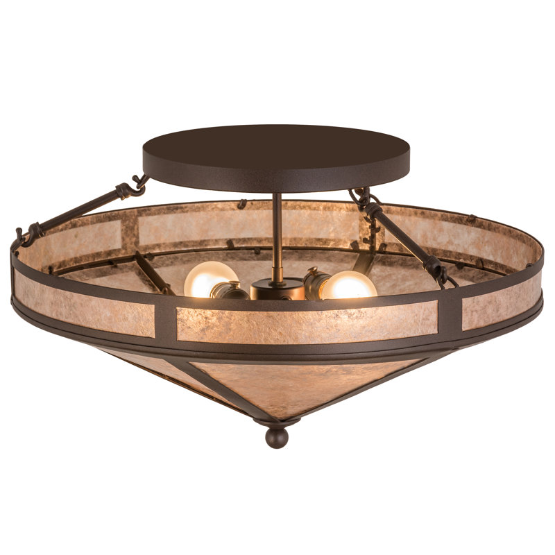Craftsman Prime 2 - Light Semi Flush Mount, 13" H x 22" W x 22" D, Cafe Noir, Silver Mica