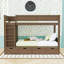 Lit superposé simple en bois avec 4 tiroirs et garde-robe-129506010