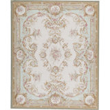 Hand-Knotted High-Quality Beige and Green Area Rug