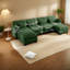 Canapés d'angle modulaires, modèle 4 places en chenille verte en forme de U, avec 2 poufs pour la maison