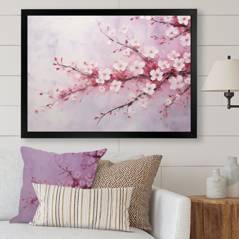 «Cherry Bliss Tree» sur toile, H 16 po x l 32 po x P 1 po, Cadre simple noir
