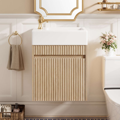 Wall Mounted Single Vanity Bathroom Vanity With Resin Top