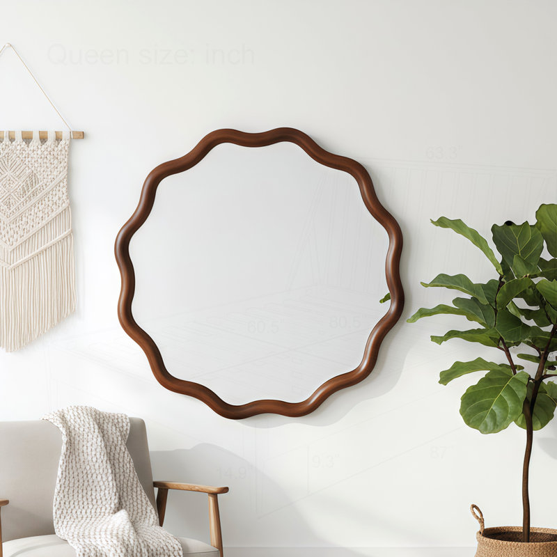 Miroir décoratif rond 24 pouces, Noyer noir