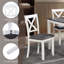 Ensemble de salle à manger moderne 6 pièces: table en bois et 4 chaises + banc, pour 6 personnes, gris et blanc deux tons