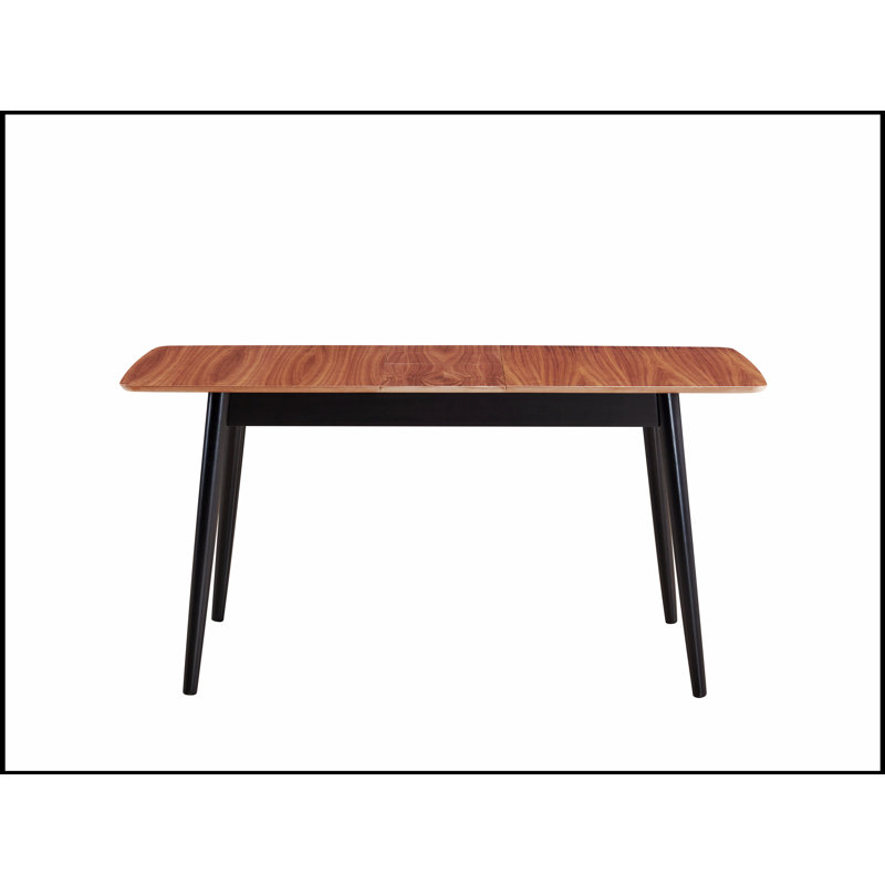 Table de salle à manger Lanae à finition naturelle et noire avec rallonge papillon pour une salle à manger polyvalente et élégante