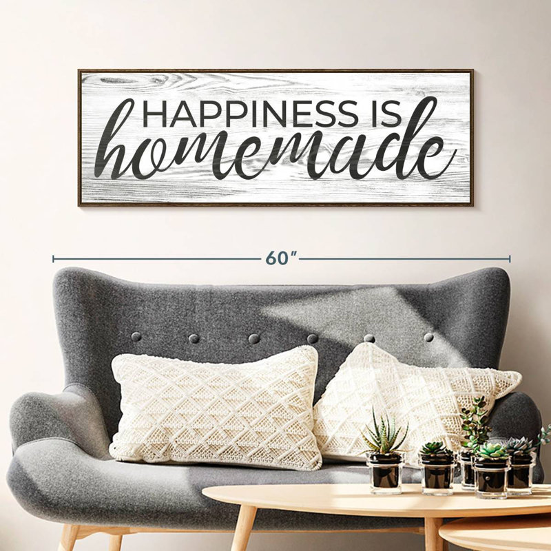 Plaque murale «Happiness Is Hommade» II, 46" X 16", Floating Frame Walnut