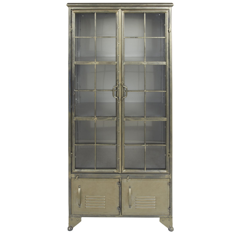 Armoire en métal avec 2 tablettes et 4 portes, Noir patiné