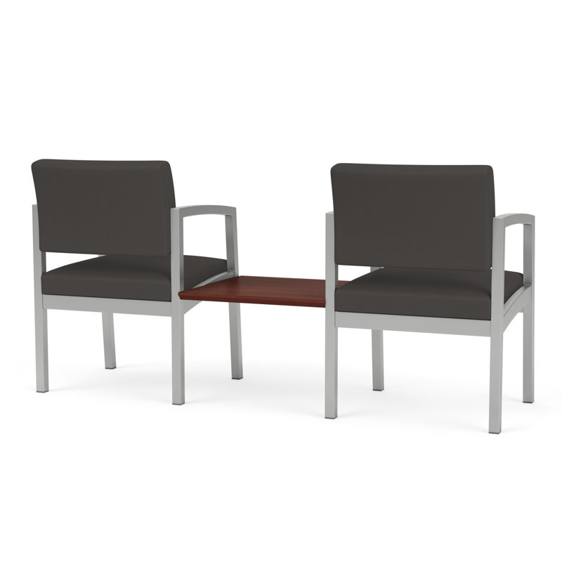 Structure tandem 2 places avec table centrale en acier Lenox, Argent / cerise Canyon, Cerise Canyon