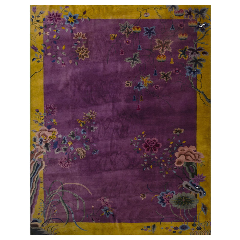 Antique Wool Purple / Lavender Mauve Hand Knotted Pile Rug