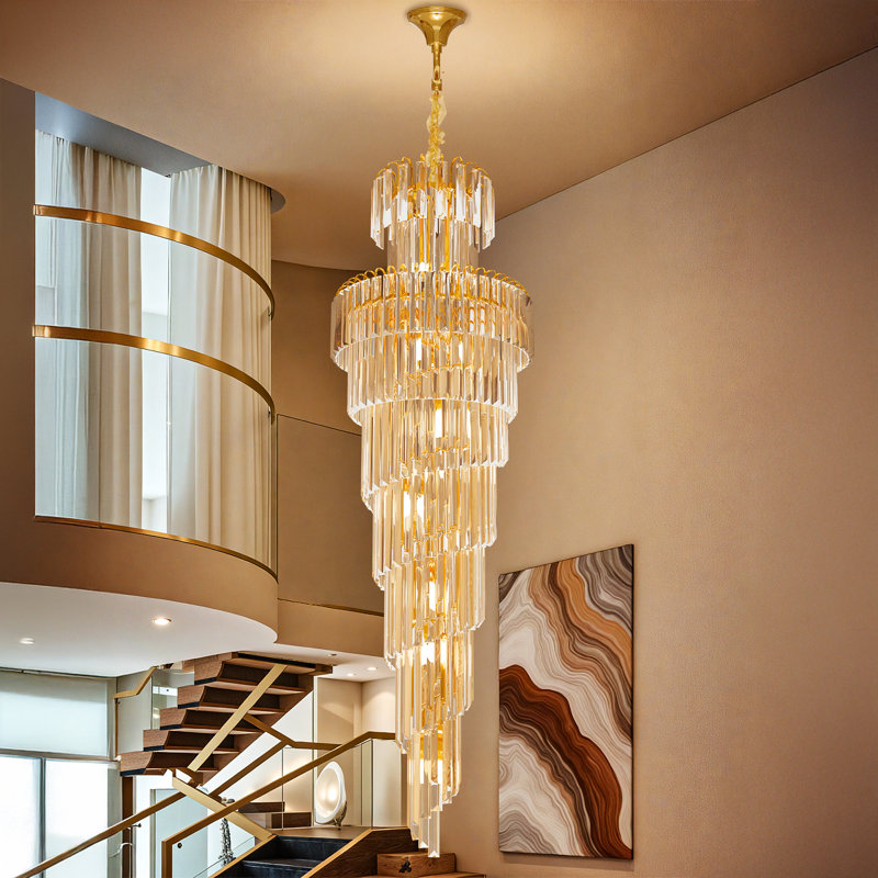 Long luminaire suspendu en spirale DEL, H 62,99 po x l 19,68 po x P 19,68 po, 15 lumières, 6500 lumens