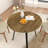 Modern 35.43 Inch Round Dining Table For 2-4 People, Brown Kitchen Table With Black Metal Legs | Gift Idea
