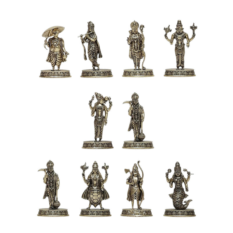 Ensemble de petites statues en laiton Dashavatara
