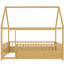 Lit double pleine grandeur avec structure en pin naturel, barrière de sécurité pour chambre à coucher confortable, lit à structure facile à assembler, repos en bois sécuritaire, entrée spacieuse-944372464