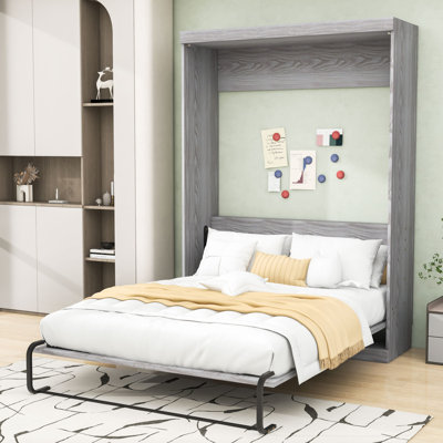Space-Saving Wood Murphy Bed with Headboard