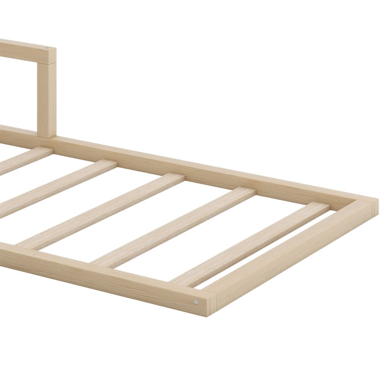 Lit en bois avec tête de lit en bois, Naturel