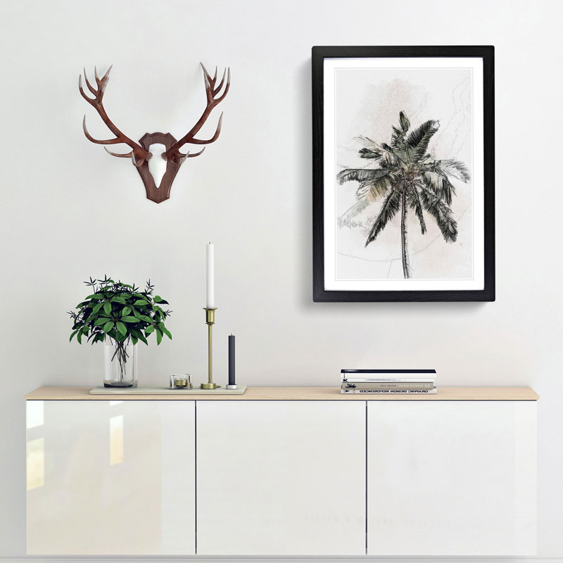 Cuban Palm Tree in Abstract - Picture Frame Graphic Art Print, 65cm H x 48cm W x 2cm D, Black Framed