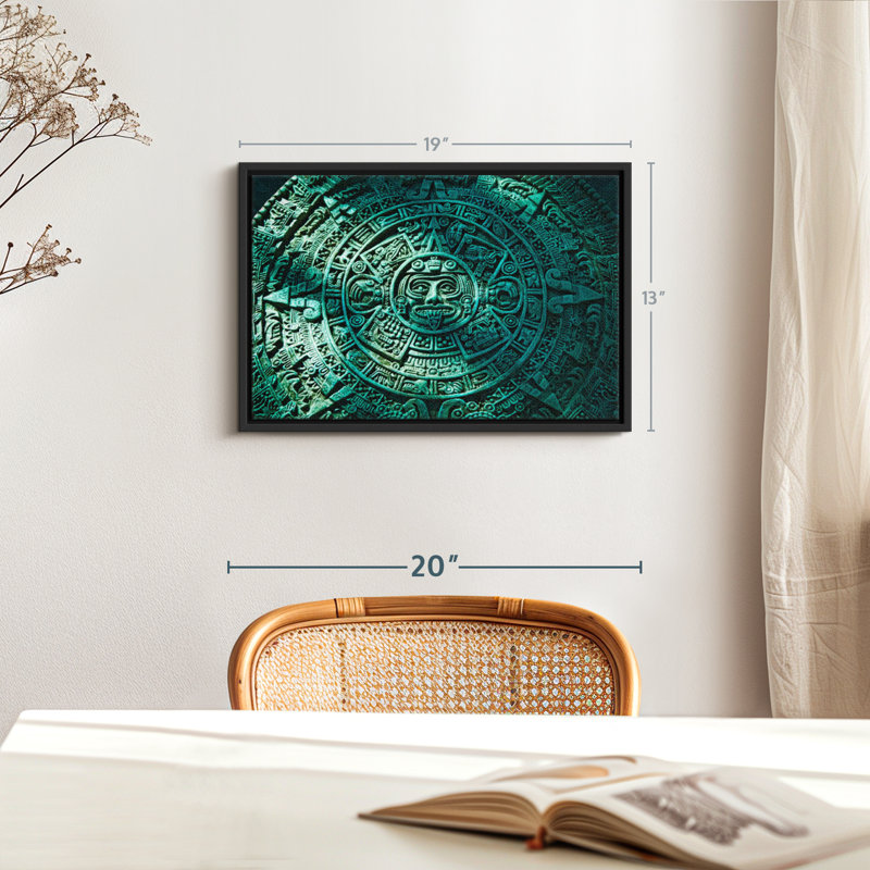 Éléments décoratifs "Art mural aztèque vert en pierre", H 13 po x l 19 po
