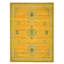 Tapis oriental 9 pi x 12 pi 4 po jaune doré, motif Khotan, noué à la main, 100% laine, rasé à poils courts, dense