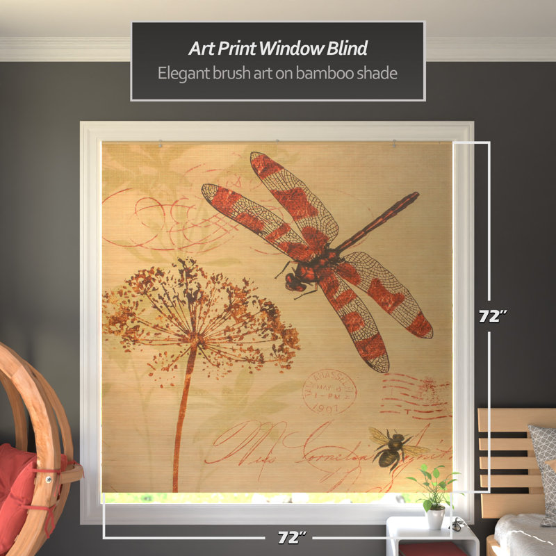 Bamboo Window Shade Blind - Dragonfly 36" W, 72"W x 72"L