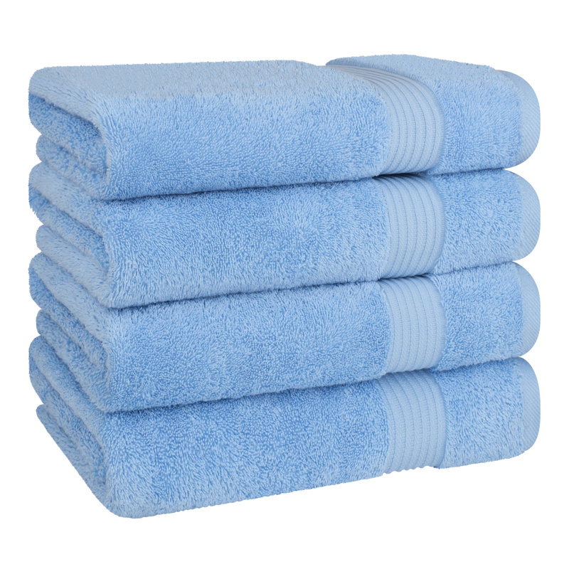100% Cotton Turkish  4 Piece Bath Towel Set, Soft and Absorbent Bathroom Towels, Sky Blue