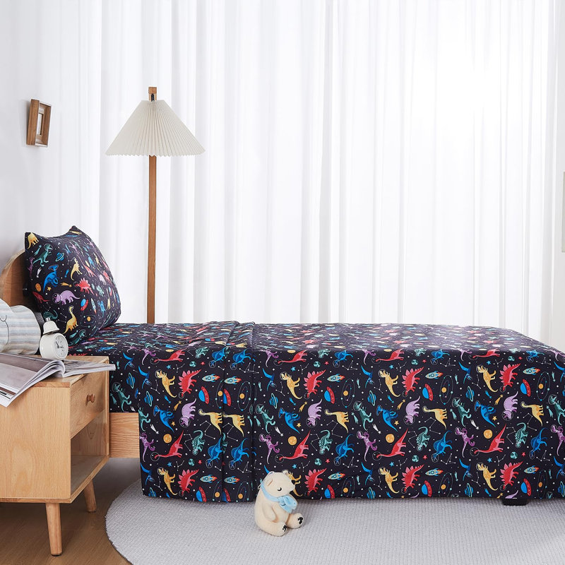 Ensemble de draps pour enfants Viviland, Lit double, Dinosaure de l'espace