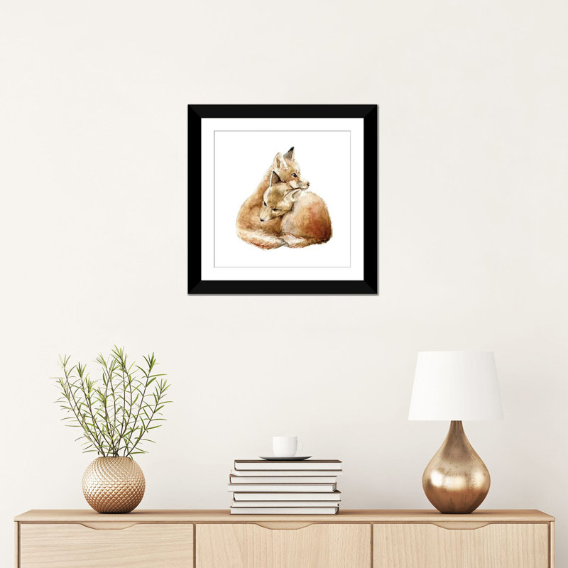 « se blottir foxes », art sur toile, Papier d'art encadré noir, H 24 po x l 24 po x P 1 po