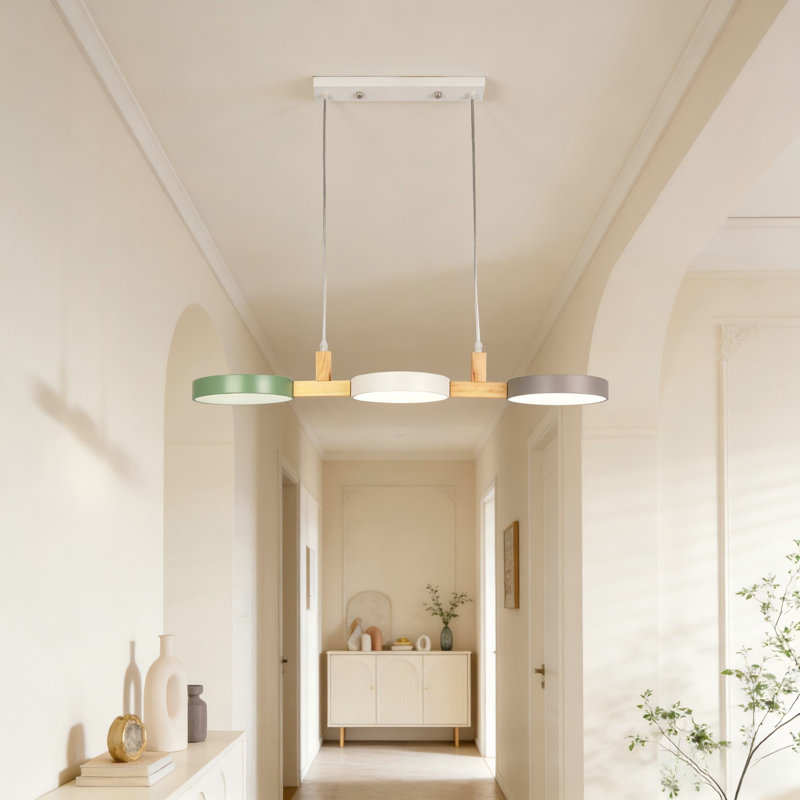 Luminaire suspendu linéaire moderne à 3 lumières avec ensemble de 3 lumières DEL pour salle à manger, îlot de cuisine