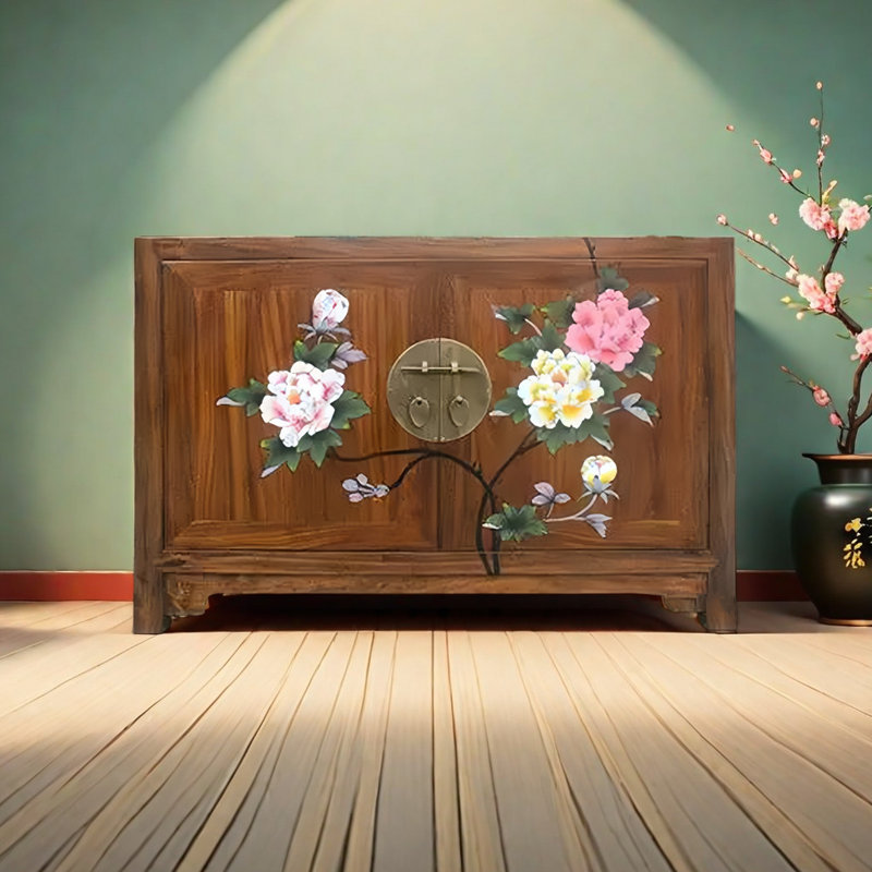 Chinese Painted Camphor Wood Solid Wood Shoe Cabin 8 Pair Shoe Storage Cabinet