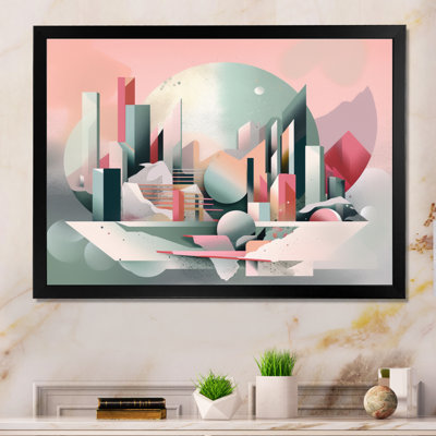 Rose et vert surréel Horizons I - Paysage abstrait, art mural, salon