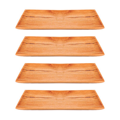 Rectangular Teak Wood Plate - Large (Set Of 4)