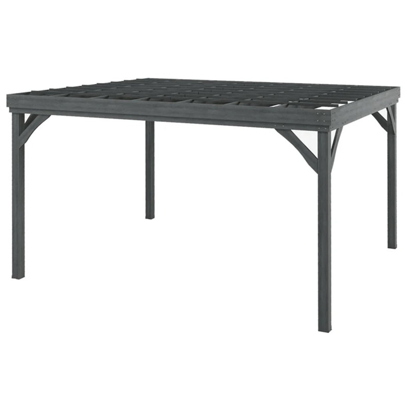Pergola d'extérieur en bois, 7' H x 12' W x 10' D, Dark Grey
