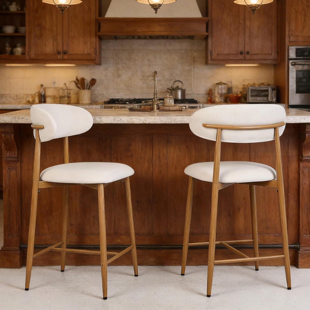 George Oliver Counter Height Bar Stools Set Of 2, Upholstered Modern ...