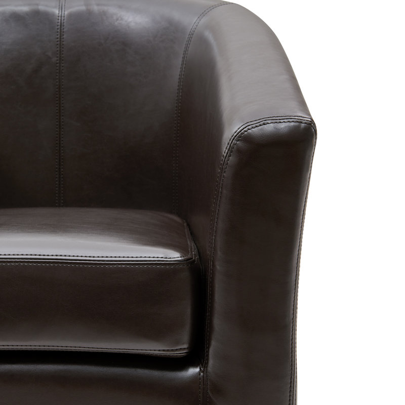 30-Inch Wide Swivel Barrel Chair, Brown Bonded Leather