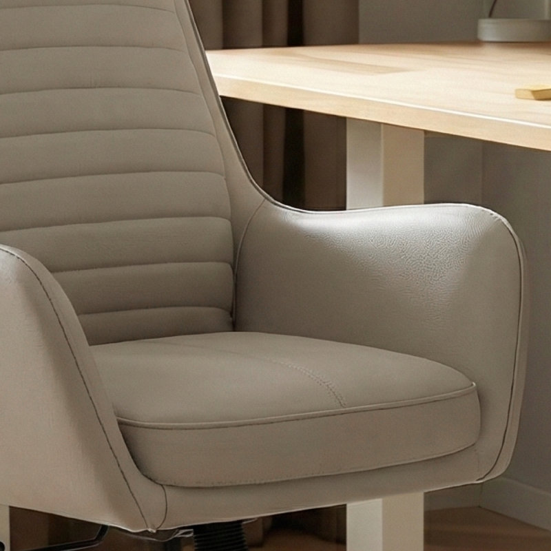 Fauteuil de bureau ergonomique à dossier haut COLAMY en cuir kaki, Kaki